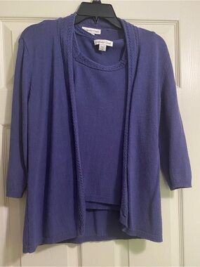 Coldwater Creek Women's Purple Open Cardigan and Shell Set